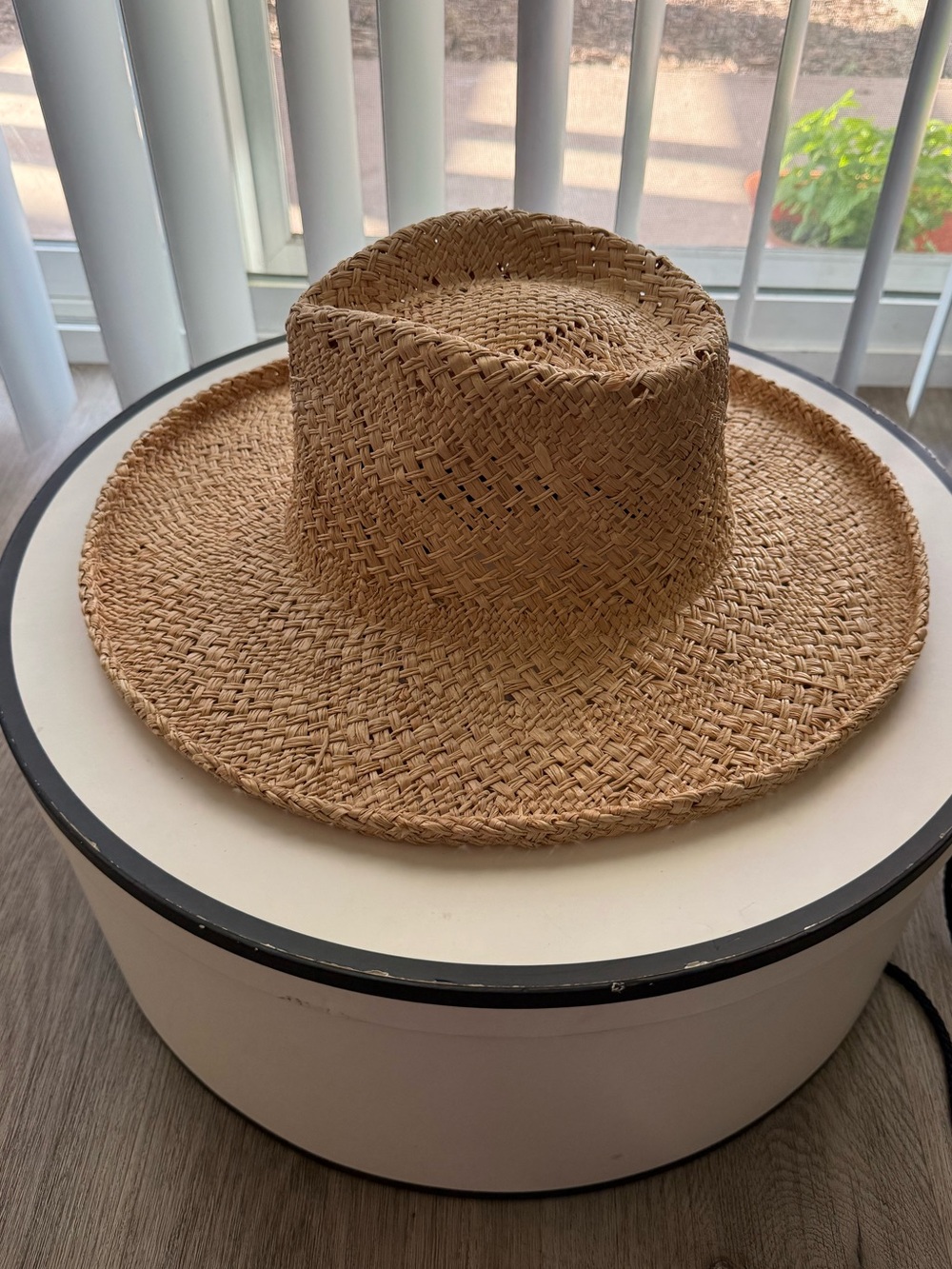 lack of color breeze fedora tan straw raffia wide brim summer sun hat large NEW